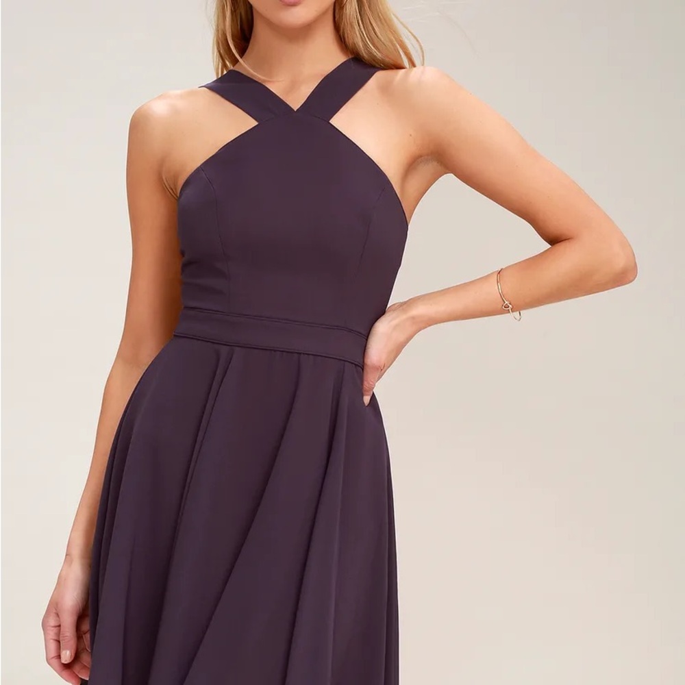 Lulus Forevermore Dusty Purple Skater Dress